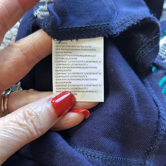 Anthropologie Tiny Nadia Shift Dress Embroidered Split Neck Blue Green Sz S NEW - Picture 12 of 15